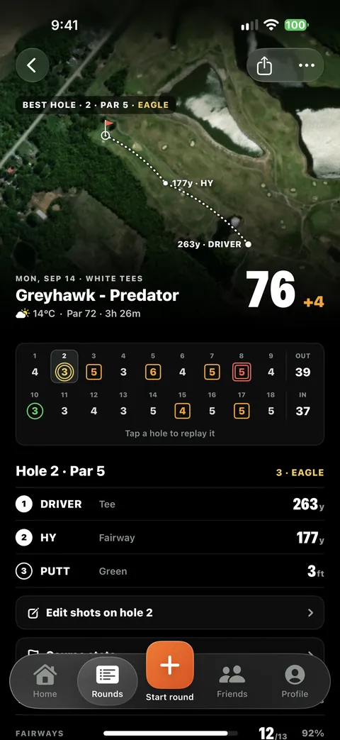 Hole replay with the shot tracer